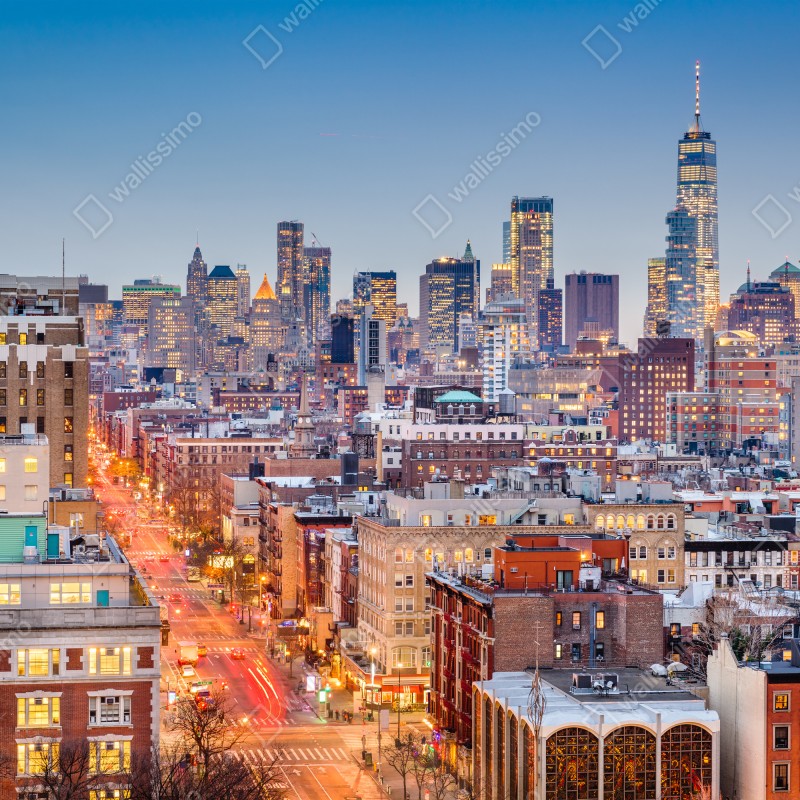 Fototapeta Nowy Jork panorama miasta o zmierzchu – Wallissimo® Fototapeta Nowy Jork panorama miasta o zmierzchu – Wallissimo®