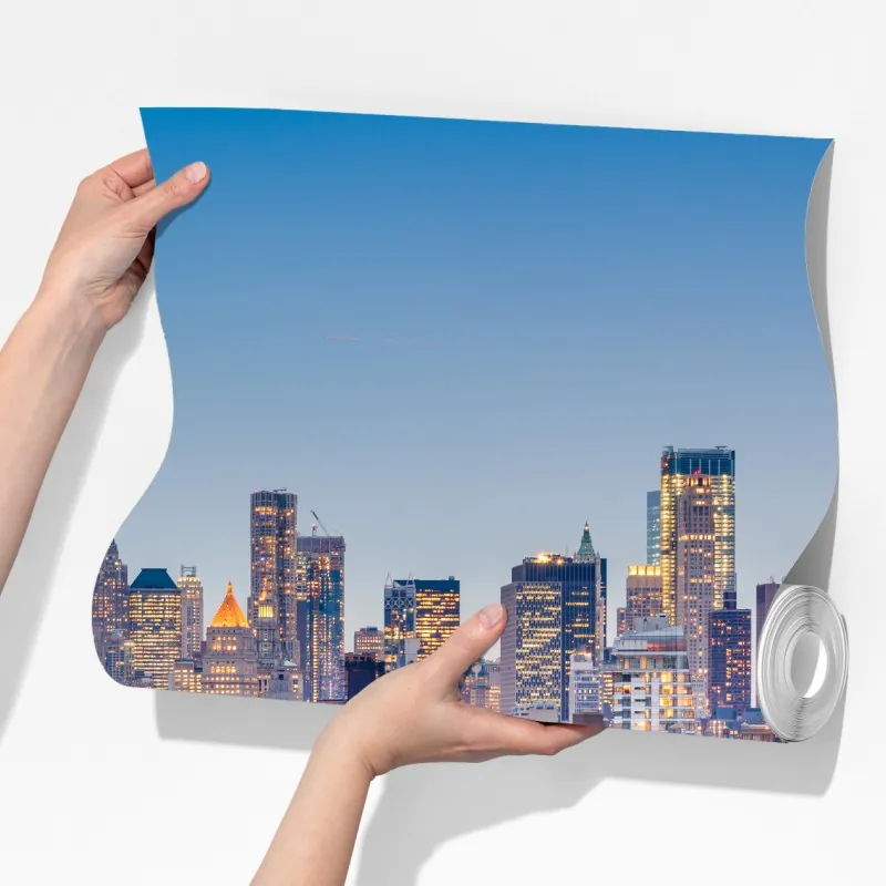 Fototapeta Nowy Jork panorama miasta o zmierzchu – Wallissimo® Fototapeta Nowy Jork panorama miasta o zmierzchu – Wallissimo®