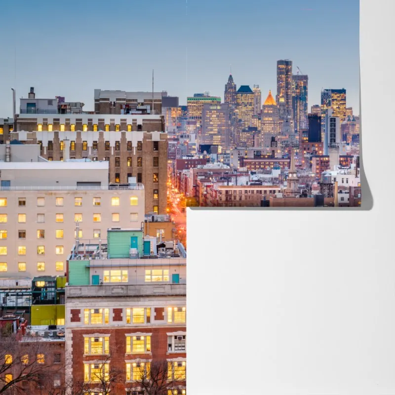 Fototapeta Nowy Jork panorama miasta o zmierzchu – Wallissimo® Fototapeta Nowy Jork panorama miasta o zmierzchu – Wallissimo®