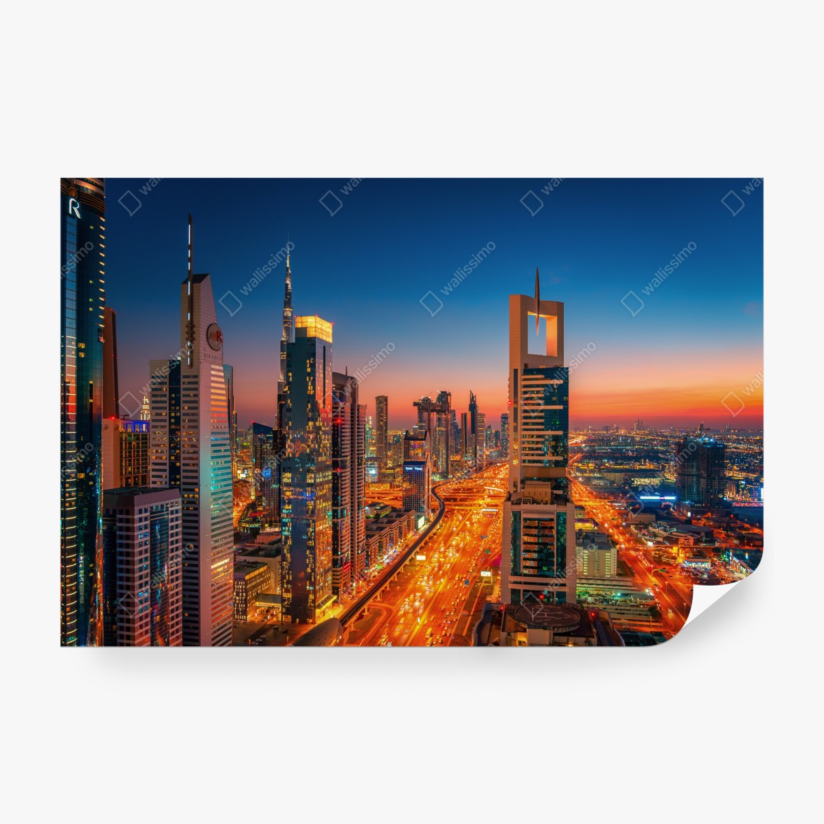 Fototapeta panorama Dubaju o zmierzchu – Wallissimo® Fototapeta panorama Dubaju o zmierzchu – Wallissimo®