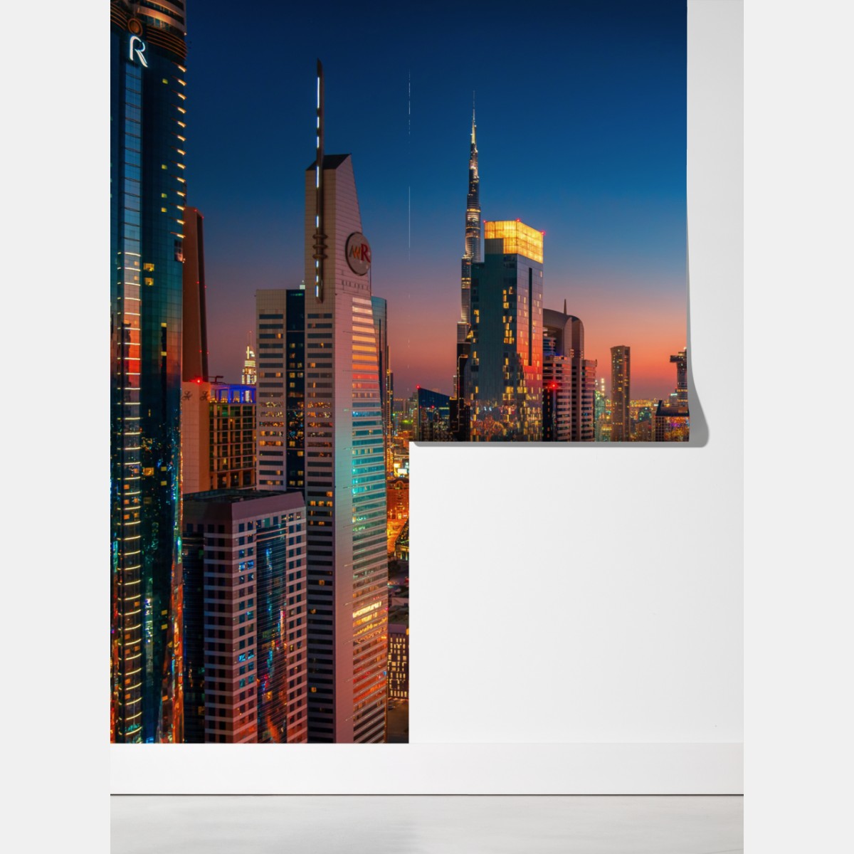 Fototapeta panorama Dubaju o zmierzchu – Wallissimo® Fototapeta panorama Dubaju o zmierzchu – Wallissimo®
