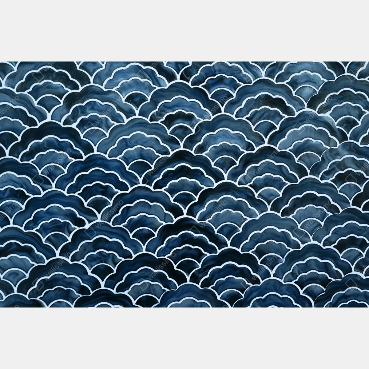 Fototapeta japoński niebieski wzór seigaiha – Wallissimo® Fototapeta japoński niebieski wzór seigaiha – Wallissimo®