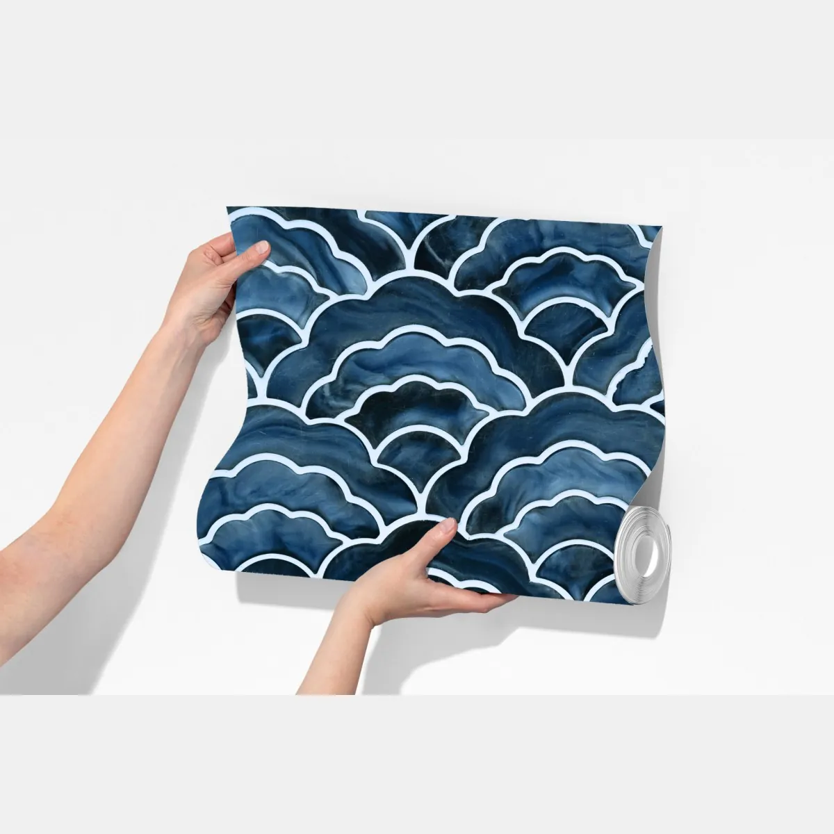 Fototapeta japoński niebieski wzór seigaiha – Wallissimo® Fototapeta japoński niebieski wzór seigaiha – Wallissimo®