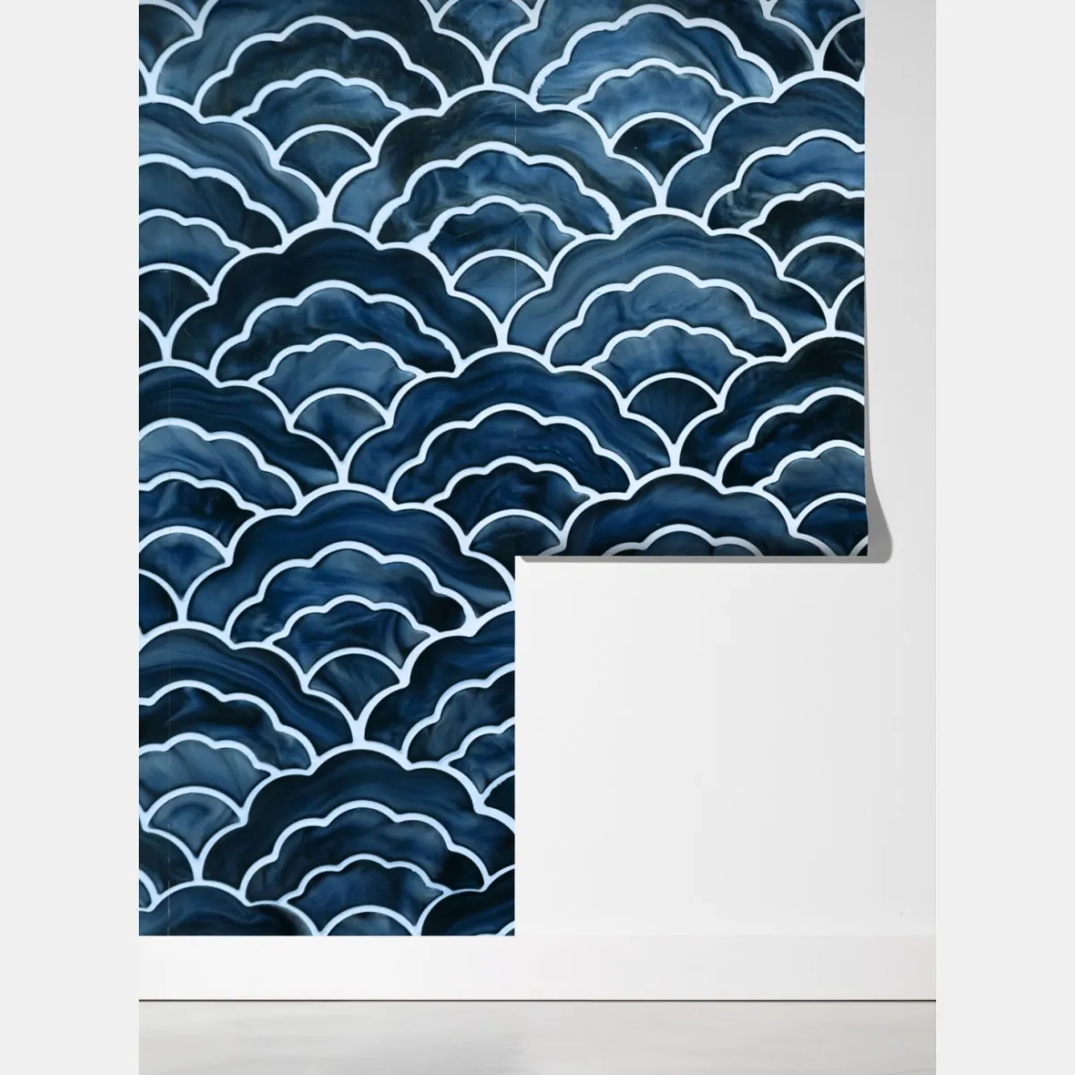 Fototapeta japoński niebieski wzór seigaiha – Wallissimo® Fototapeta japoński niebieski wzór seigaiha – Wallissimo®