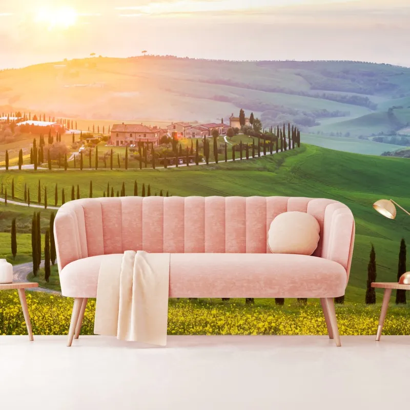 Fototapeta wschód słońca w Toskanii – Wallissimo® Fototapeta wschód słońca w Toskanii – Wallissimo®