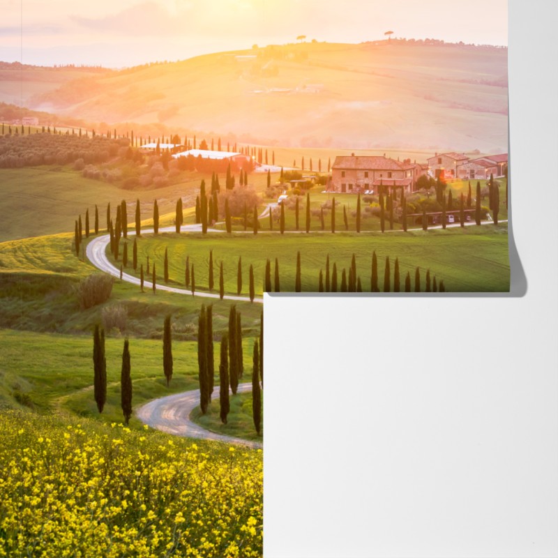 Fototapeta wschód słońca w Toskanii – Wallissimo® Fototapeta wschód słońca w Toskanii – Wallissimo®