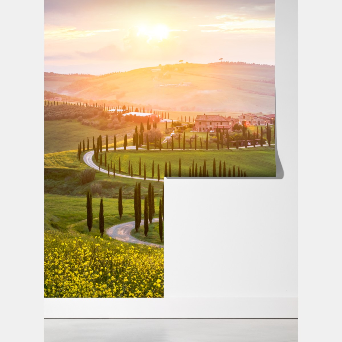 Fototapeta wschód słońca w Toskanii – Wallissimo® Fototapeta wschód słońca w Toskanii – Wallissimo®