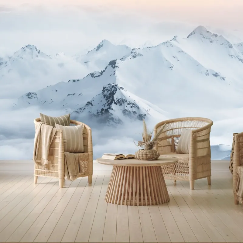 Fototapeta śnieżne szczyty Kaukazu o świcie