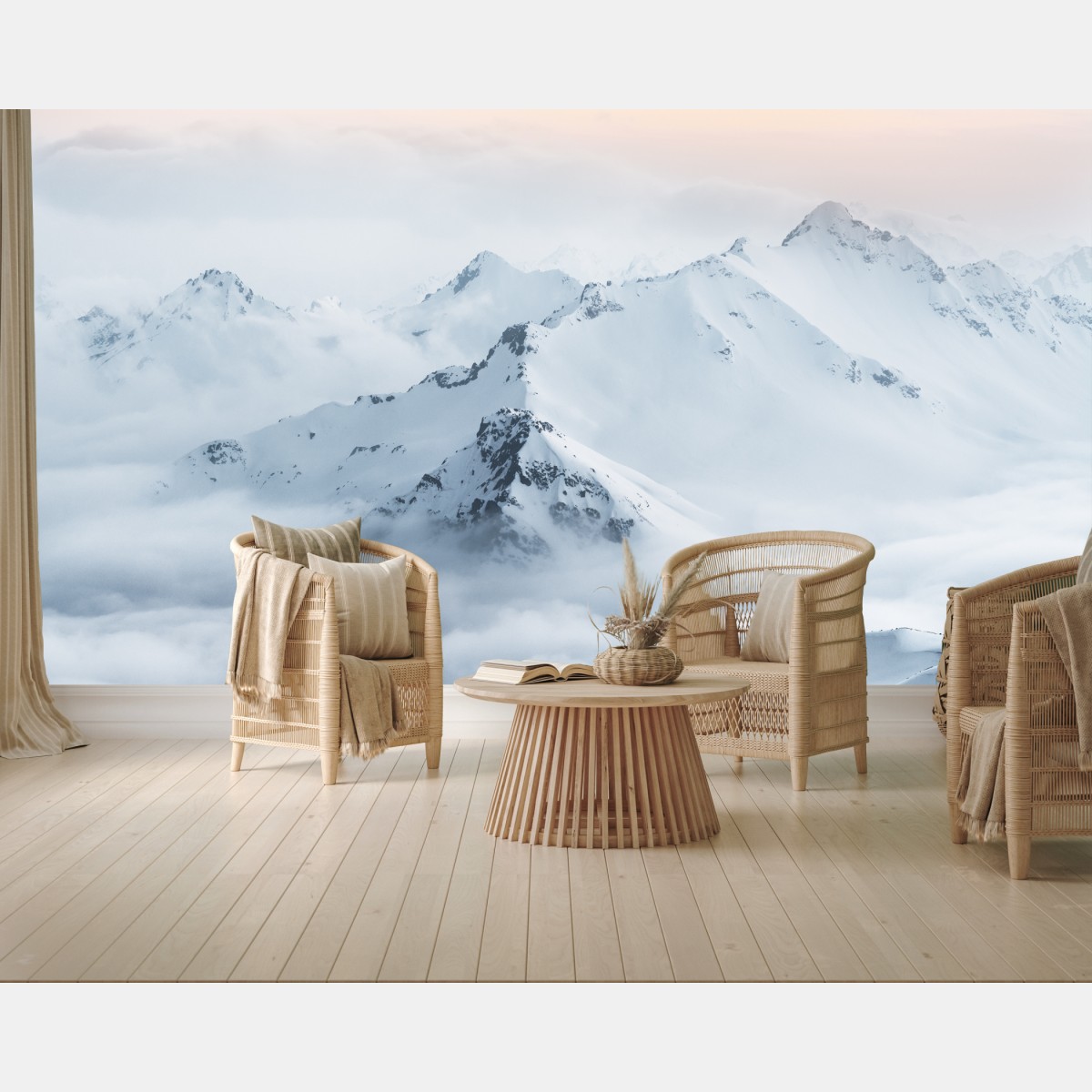 Wall mural snowy peaks of the Caucasus at dawn