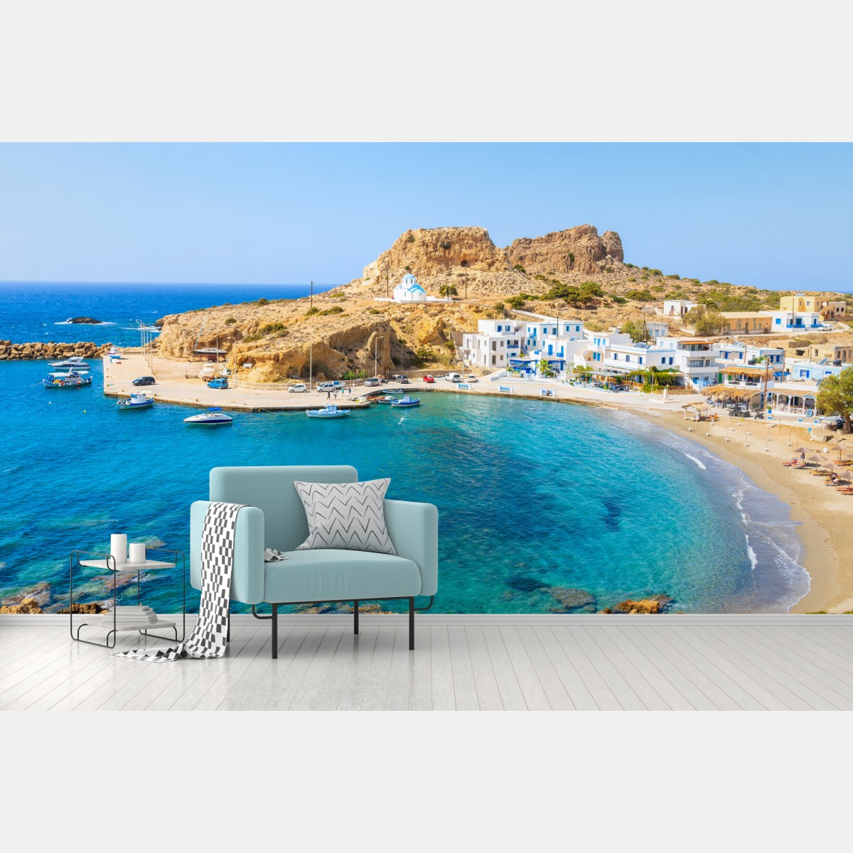 Wall mural Finiki bay, Karpathos coastal view