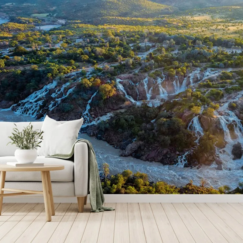 Fototapeta wschód słońca nad Epupa Falls i rzeką Kunene