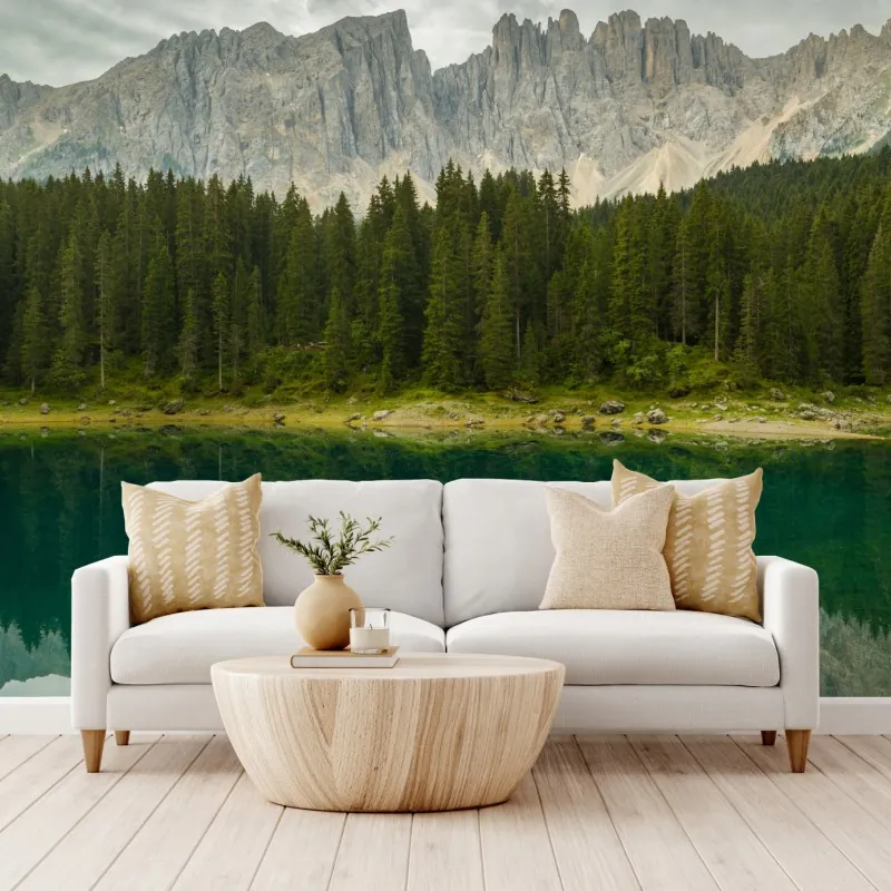 Fototapeta spokojne odbicie nad Lago di Carezza, Dolomity