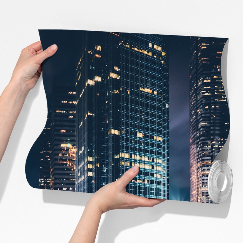 Fototapeta nocne smugi świetlne nad miejską autostradą – Wallissimo® Fototapeta nocne smugi świetlne nad miejską autostradą – Wallissimo®