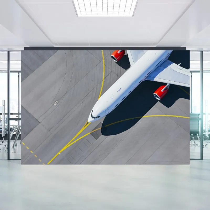 Fototapeta widok z lotu ptaka na samolot na płycie lotniska