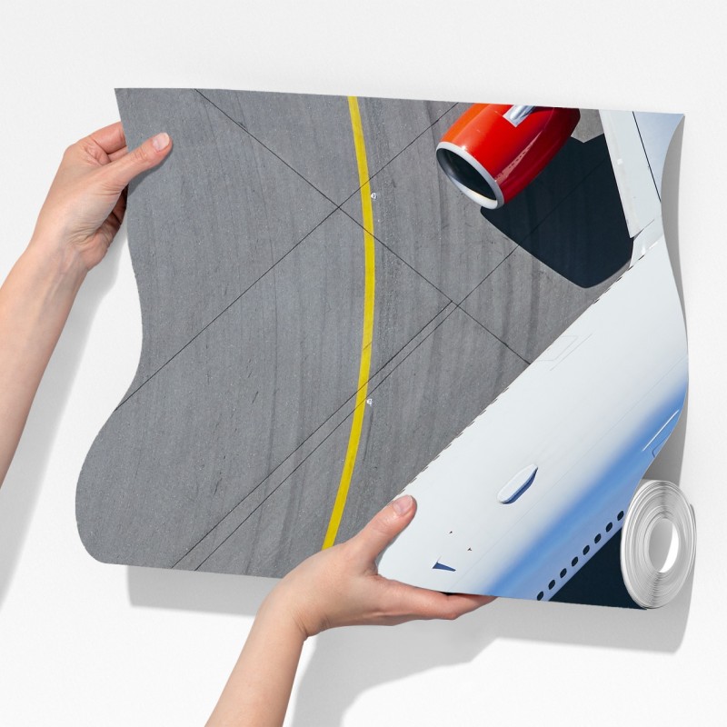 Fototapeta widok z lotu ptaka na samolot na płycie lotniska – Wallissimo® Fototapeta widok z lotu ptaka na samolot na płycie lotniska – Wallissimo®