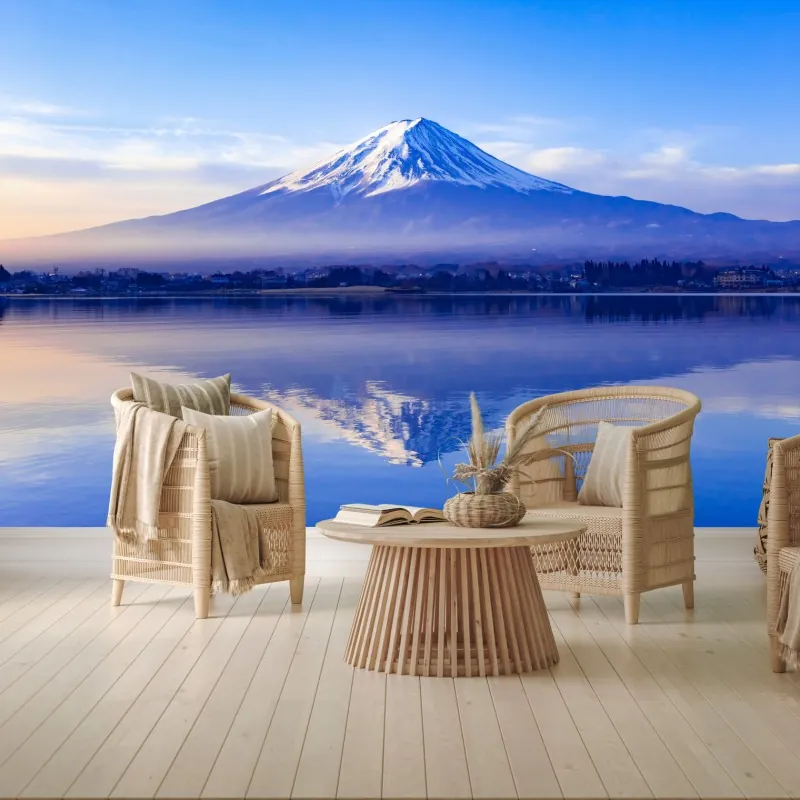 Fototapeta Góra Fuji poranne odbicie nad jeziorem