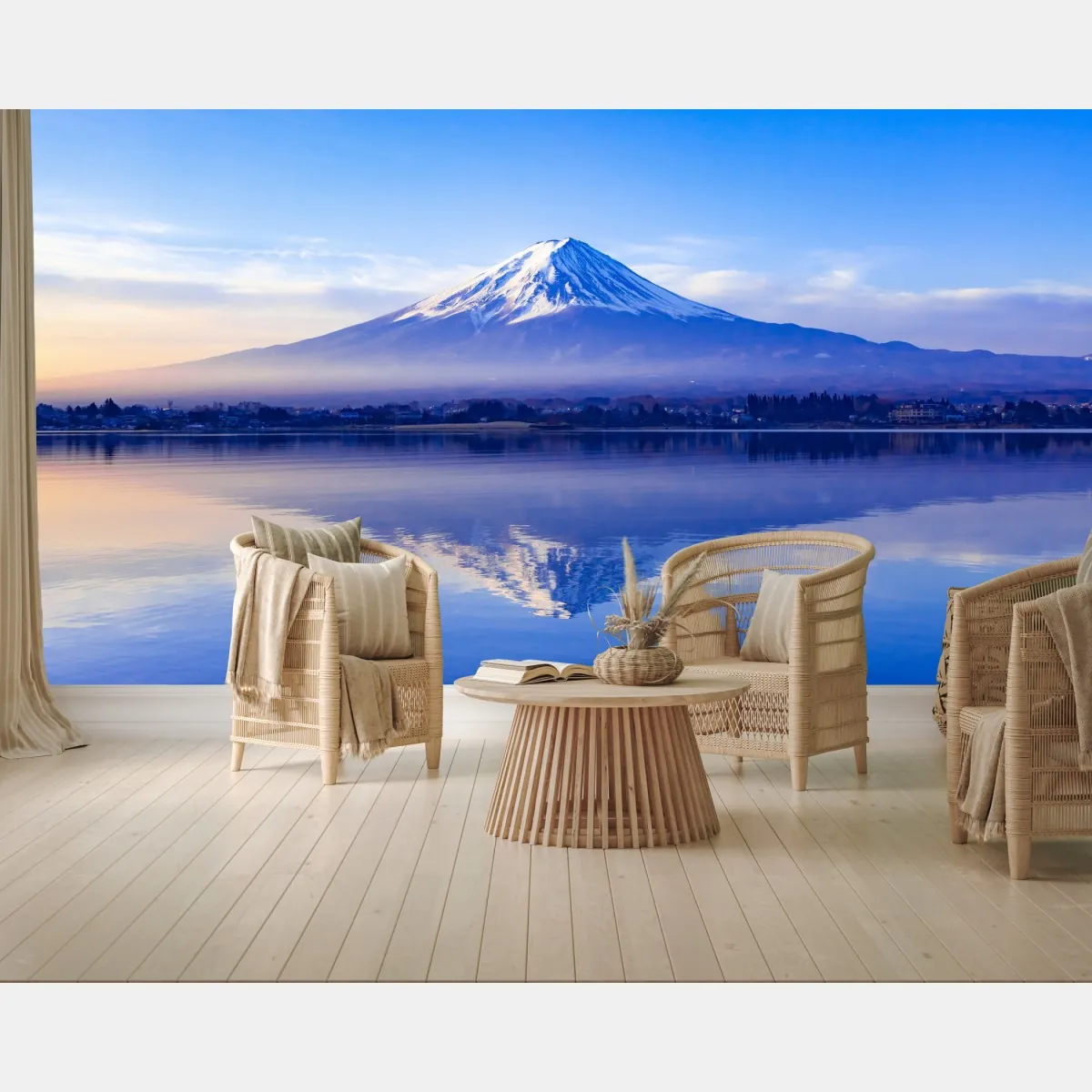 Fototapeta Góra Fuji poranne odbicie nad jeziorem – Wallissimo® Fototapeta Góra Fuji poranne odbicie nad jeziorem – Wallissimo®