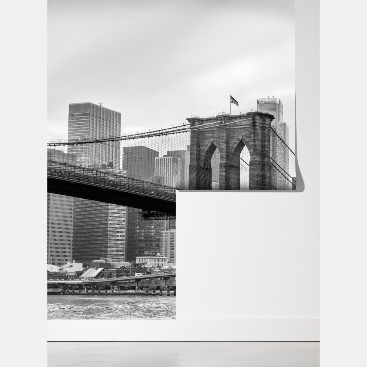 Fototapeta most brooklyński i panorama Nowego Jorku w odcieniach szarości – Wallissimo® Fototapeta most brooklyński i panorama Nowego Jorku w odcieniach szarości – Wallissimo®