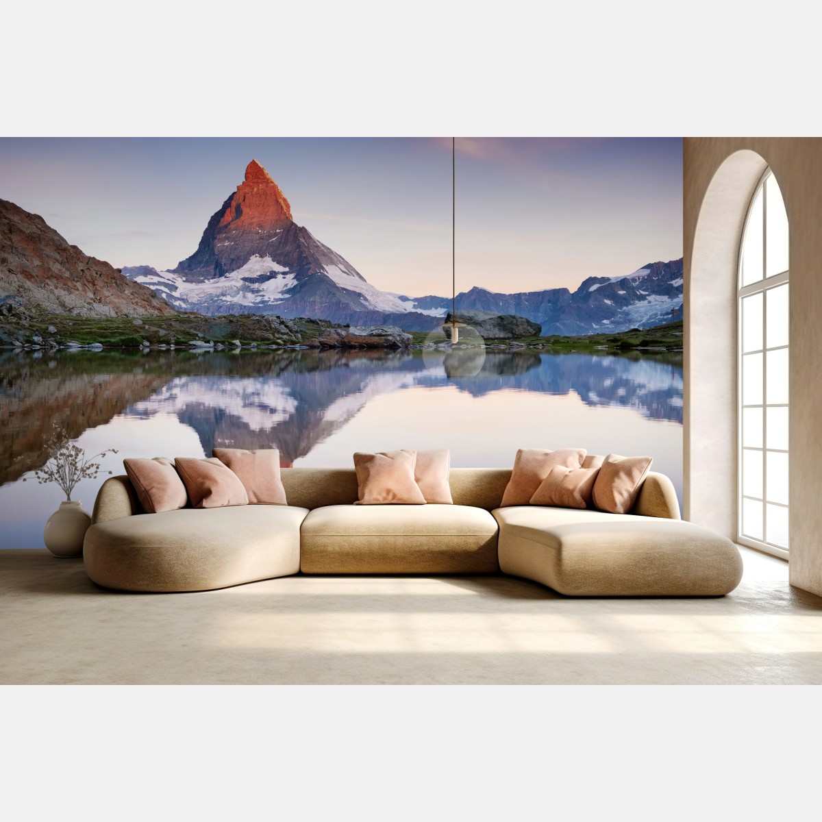 Wall mural Matterhorn sunrise reflection over alpine lake