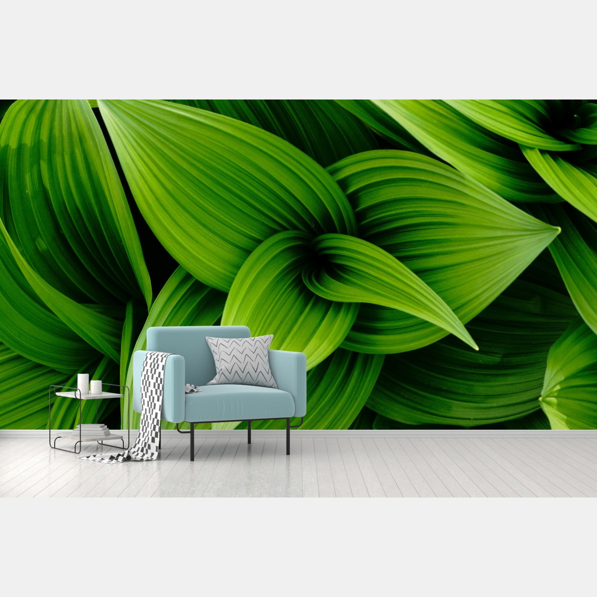 Wall mural lush green leaves pattern