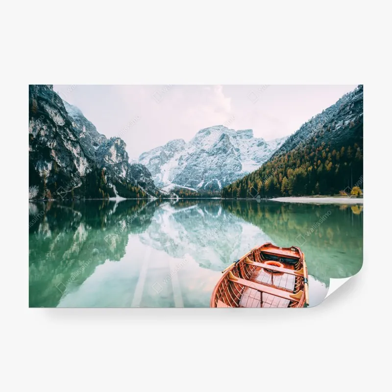 Fototapeta spokojne odbicia na jeziorze Pragser Wildsee