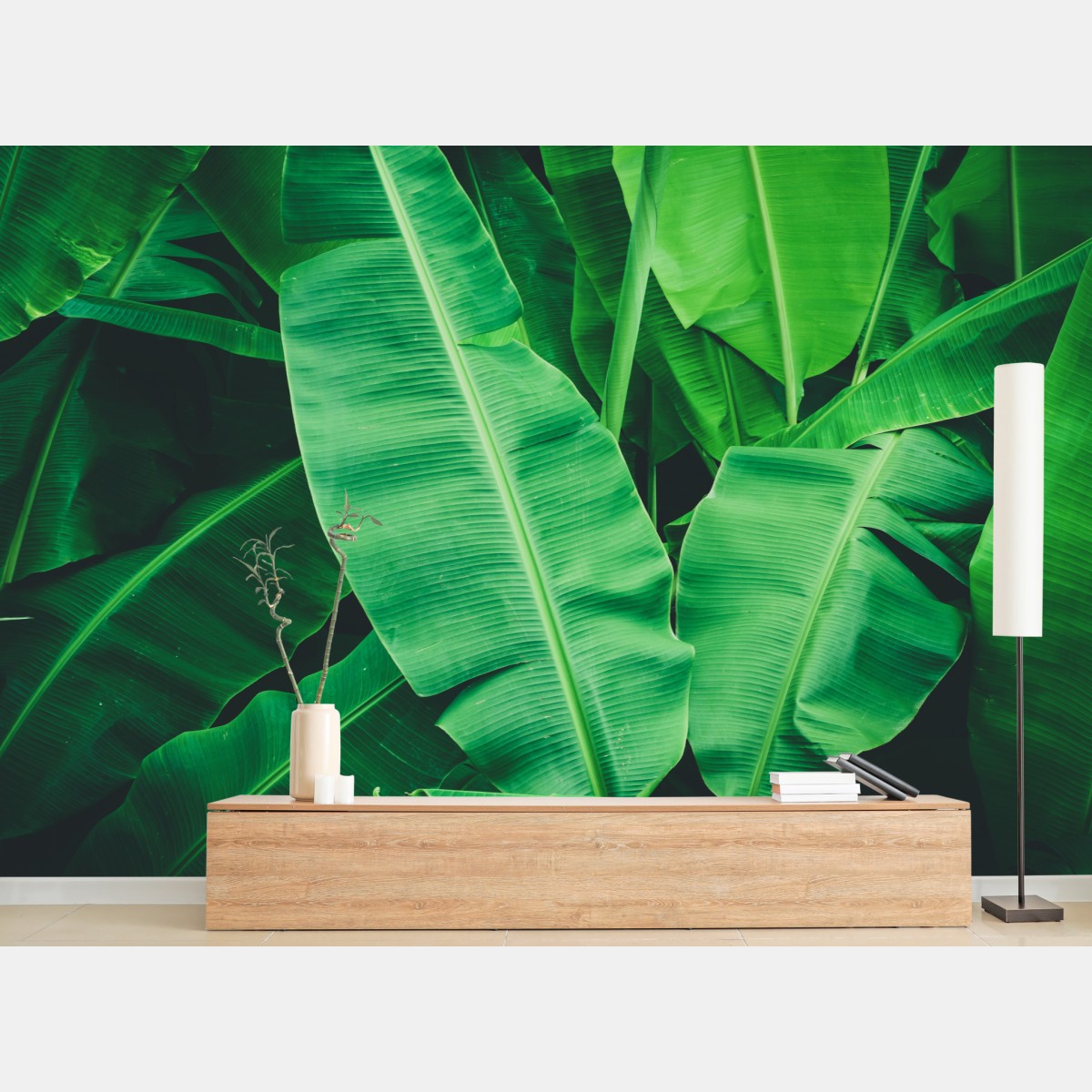 Wall mural lush tropical banana leaves