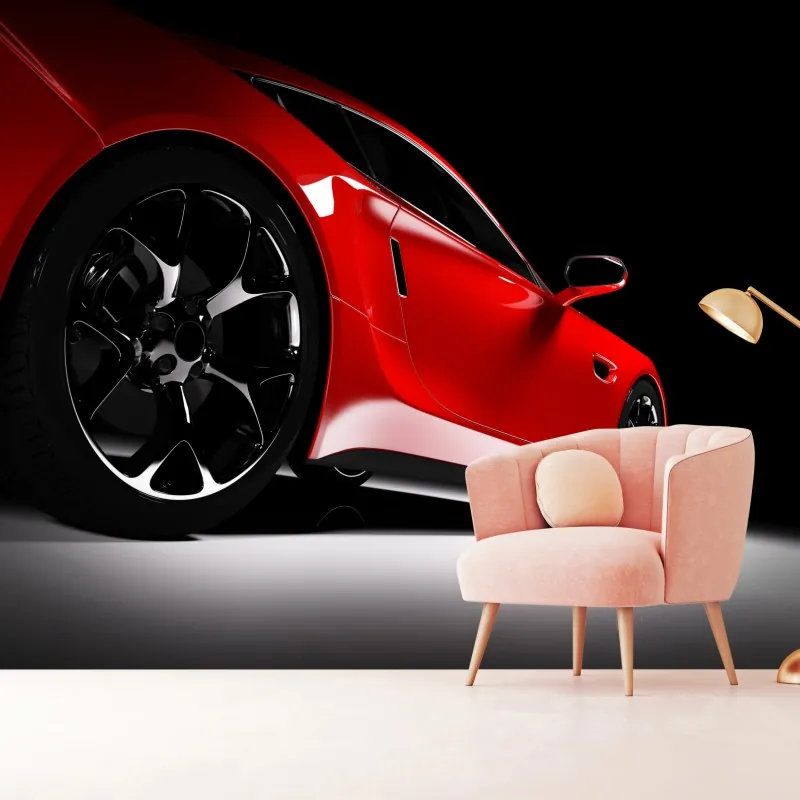 Fototapeta zbliżenie czerwonego samochodu sportowego