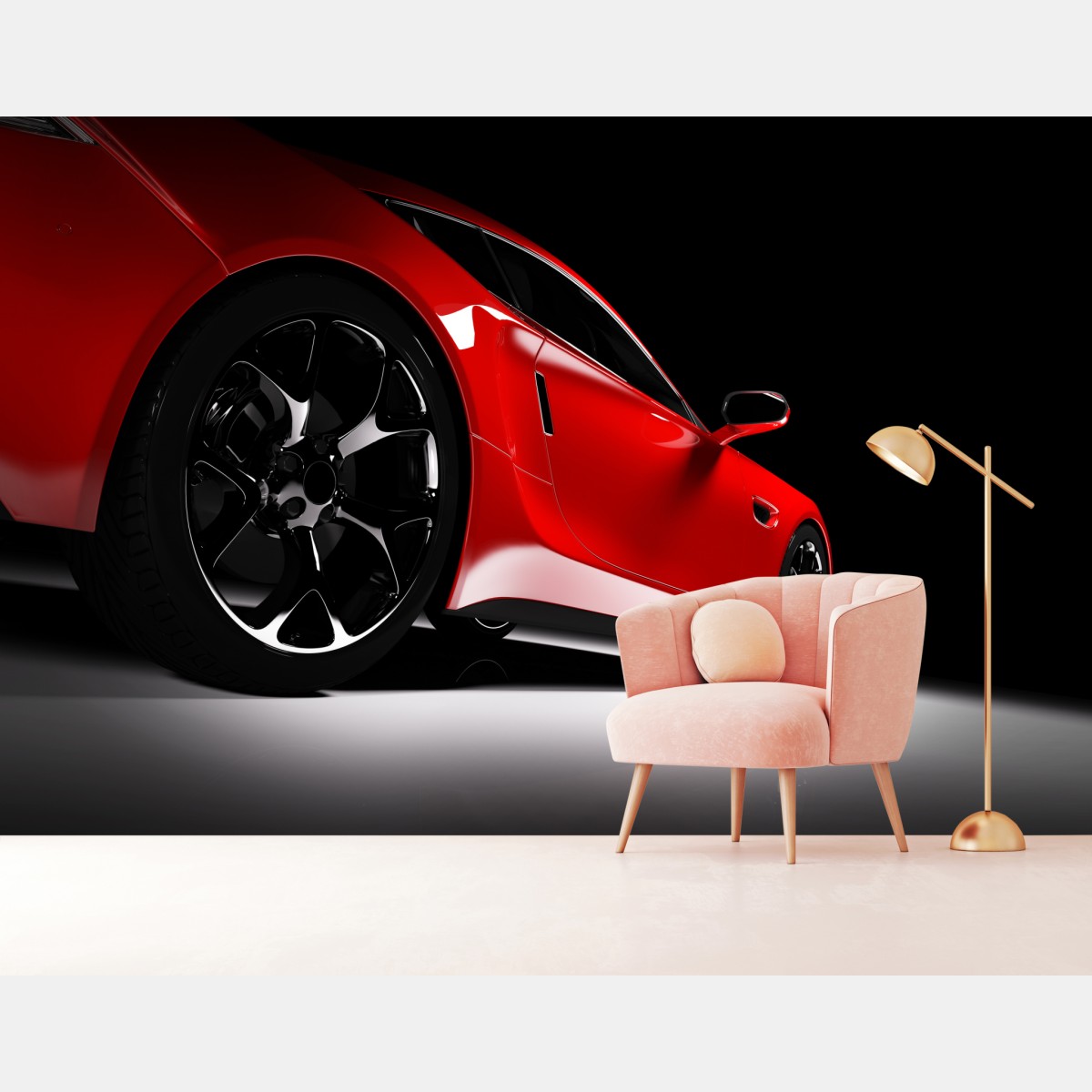 Wall mural red sports car close-up