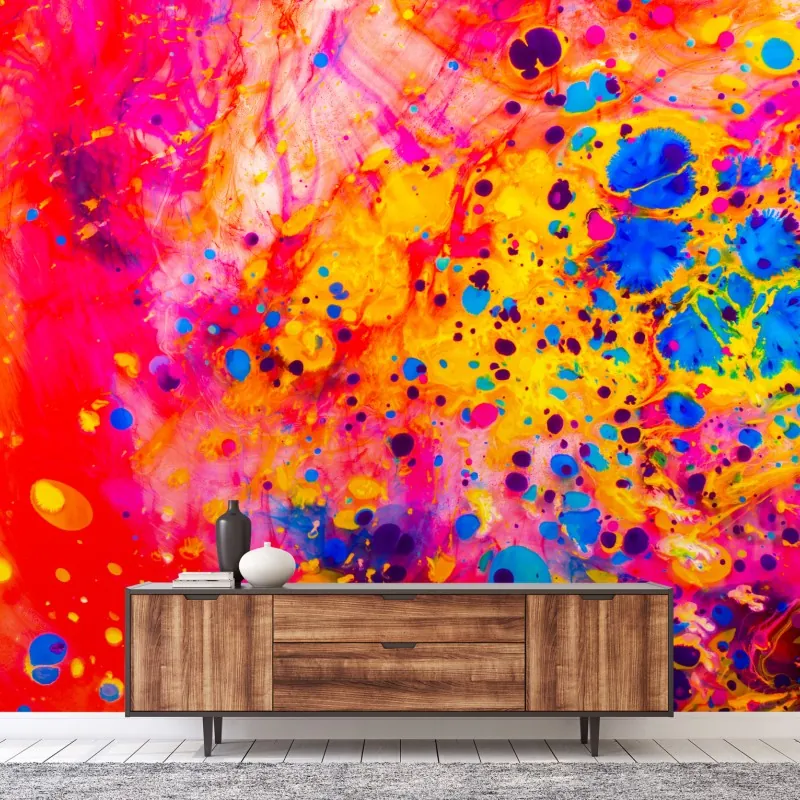 Fototapeta marmurkowanie ebru w żywych kolorach