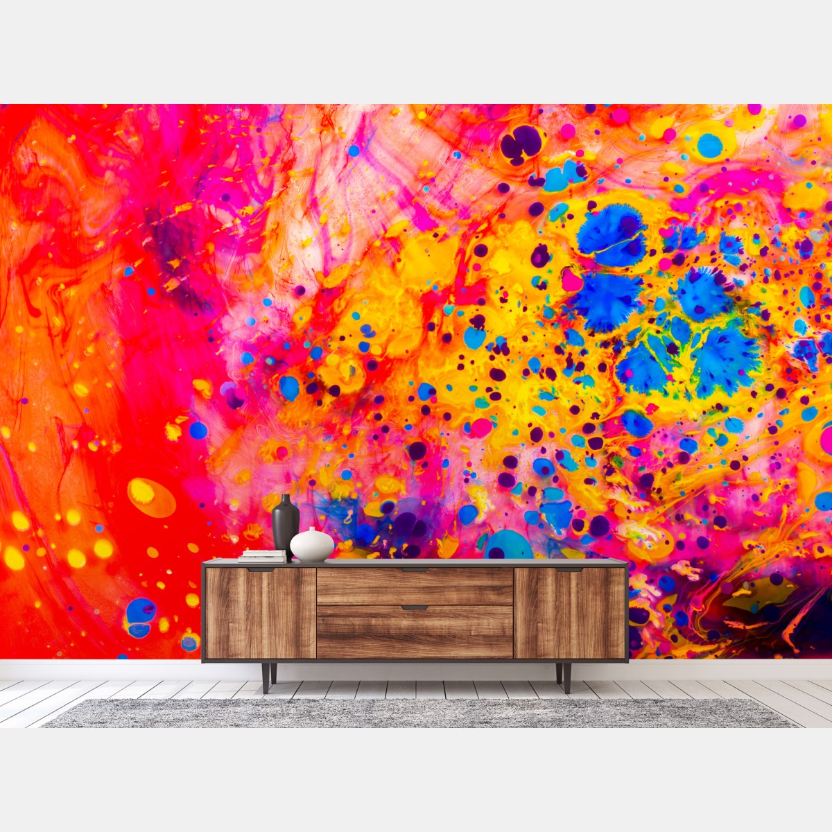 Wall mural Ottoman marbling abstract in vibrant colors