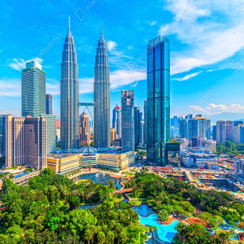 Fototapeta Kuala Lumpur panorama z wieżami Petronas – Wallissimo® Fototapeta Kuala Lumpur panorama z wieżami Petronas – Wallissimo®