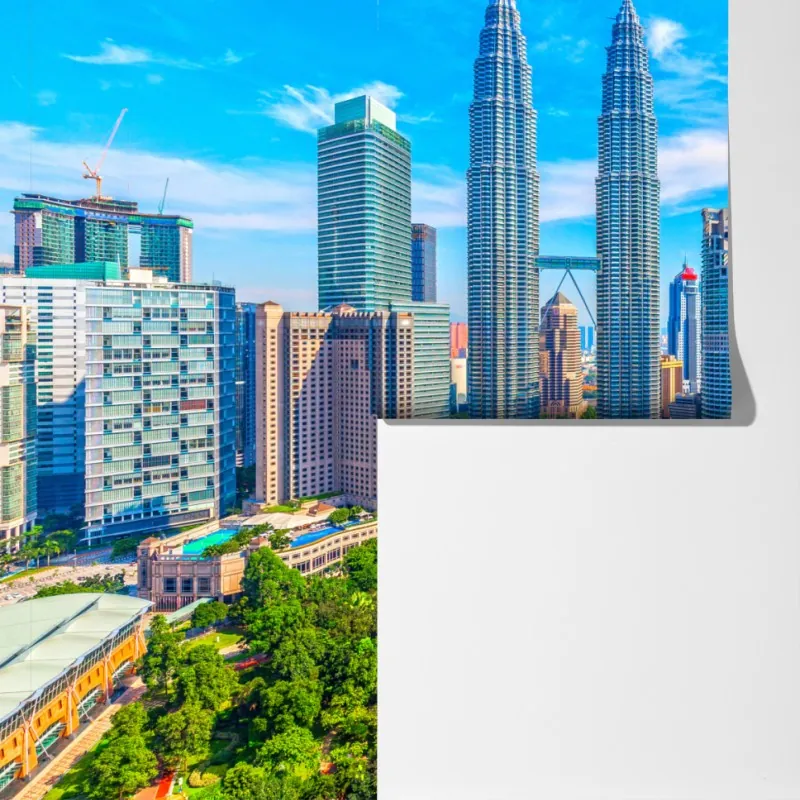 Fototapeta Kuala Lumpur panorama z wieżami Petronas – Wallissimo® Fototapeta Kuala Lumpur panorama z wieżami Petronas – Wallissimo®