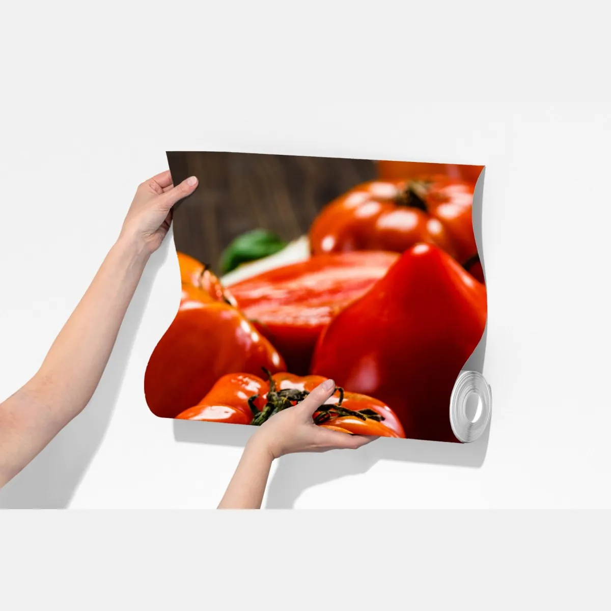 Fototapeta dojrzałe pomidory na rustykalnym stole – Wallissimo® Fototapeta dojrzałe pomidory na rustykalnym stole – Wallissimo®