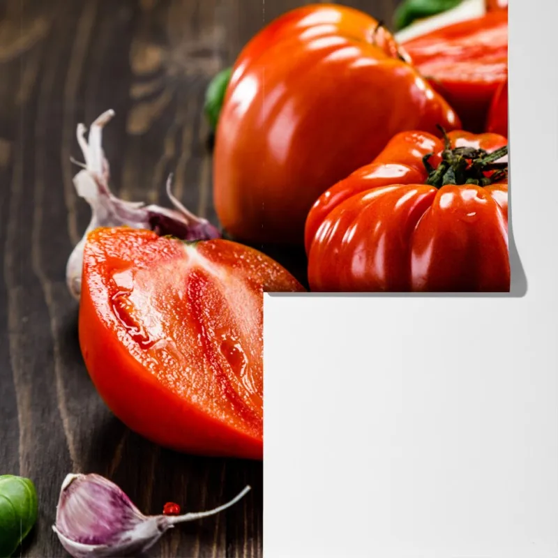 Fototapeta dojrzałe pomidory na rustykalnym stole – Wallissimo® Fototapeta dojrzałe pomidory na rustykalnym stole – Wallissimo®