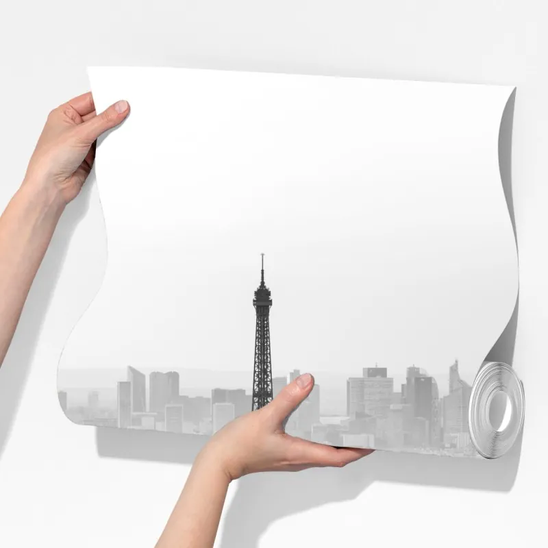 Fototapeta elegancka Wieża Eiffla panorama lotnicza w odcieniach szarości – Wallissimo® Fototapeta elegancka Wieża Eiffla panorama lotnicza w odcieniach szarości – Wallissimo®