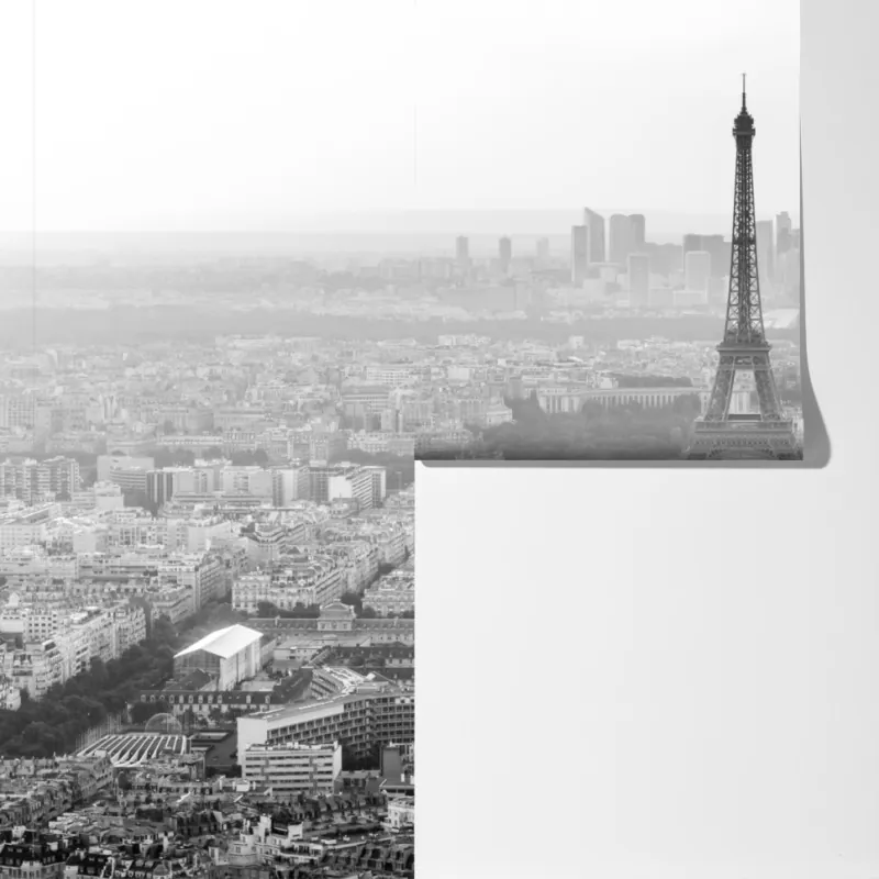 Fototapeta elegancka Wieża Eiffla panorama lotnicza w odcieniach szarości – Wallissimo® Fototapeta elegancka Wieża Eiffla panorama lotnicza w odcieniach szarości – Wallissimo®