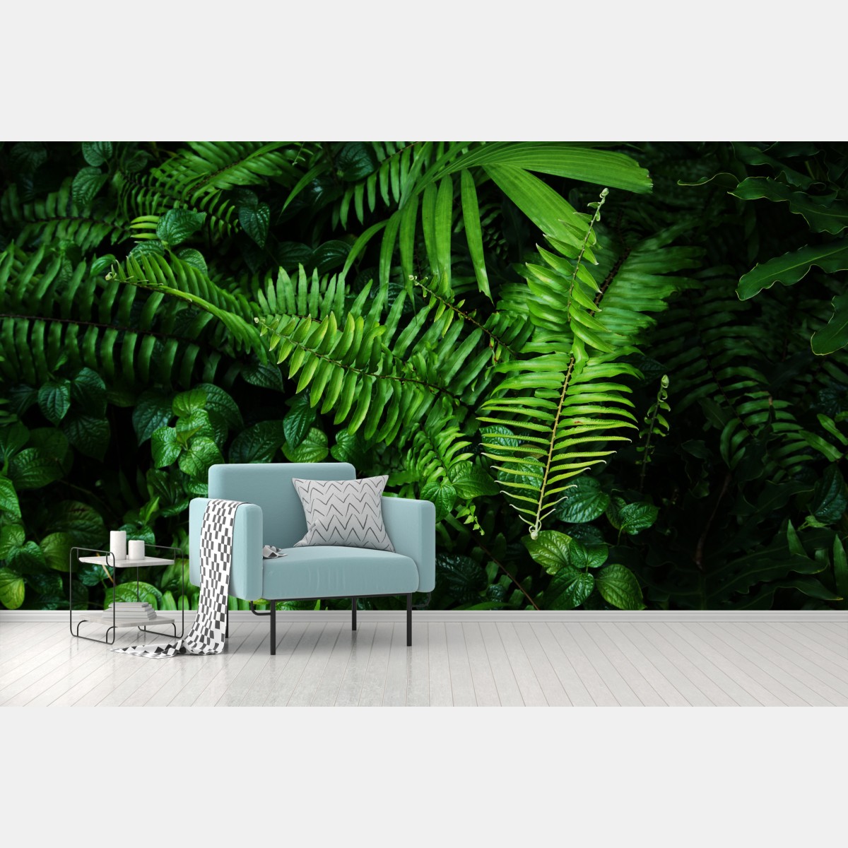 Wall mural lush tropical fern leaves
