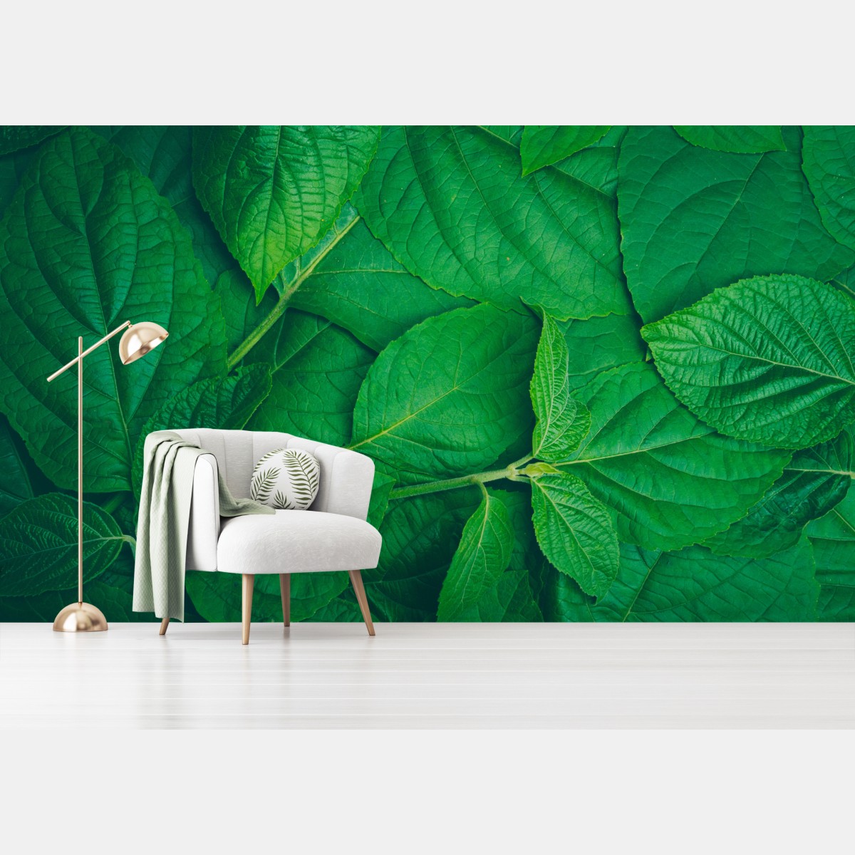 Wall mural lush green leaves texture
