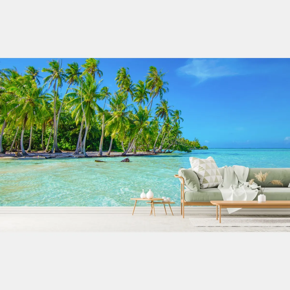 Fototapeta tropikalna plaża z palmami – Wallissimo® Fototapeta tropikalna plaża z palmami – Wallissimo®