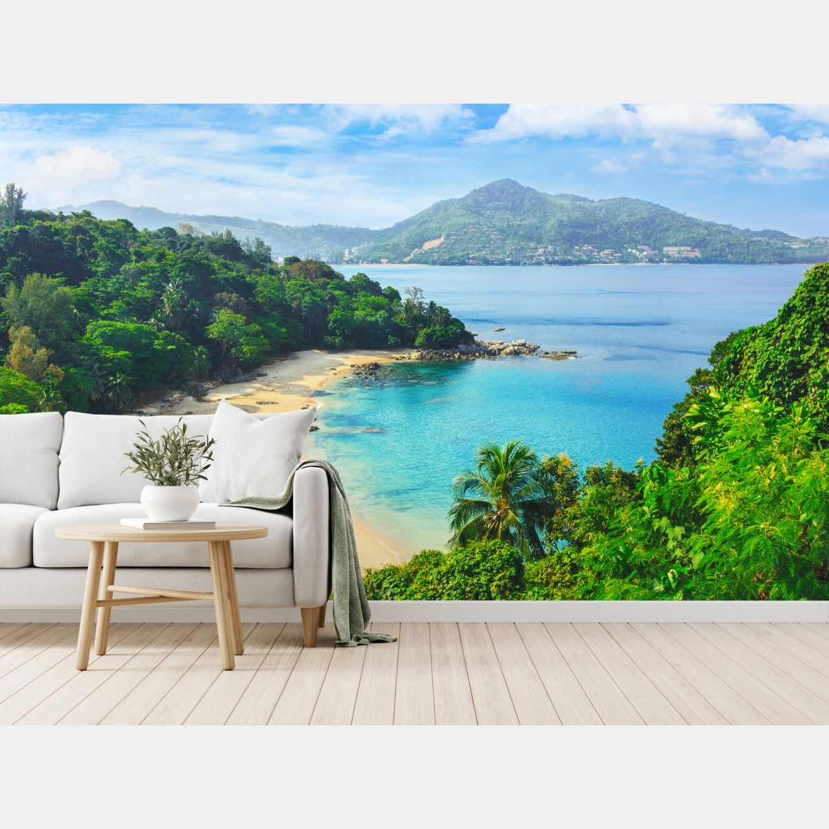 Wall mural tropical turquoise cove with palm trees