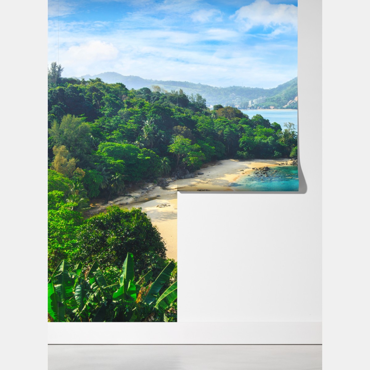 Fototapeta tropikalna turkusowa zatoka z palmami – Wallissimo® Fototapeta tropikalna turkusowa zatoka z palmami – Wallissimo®