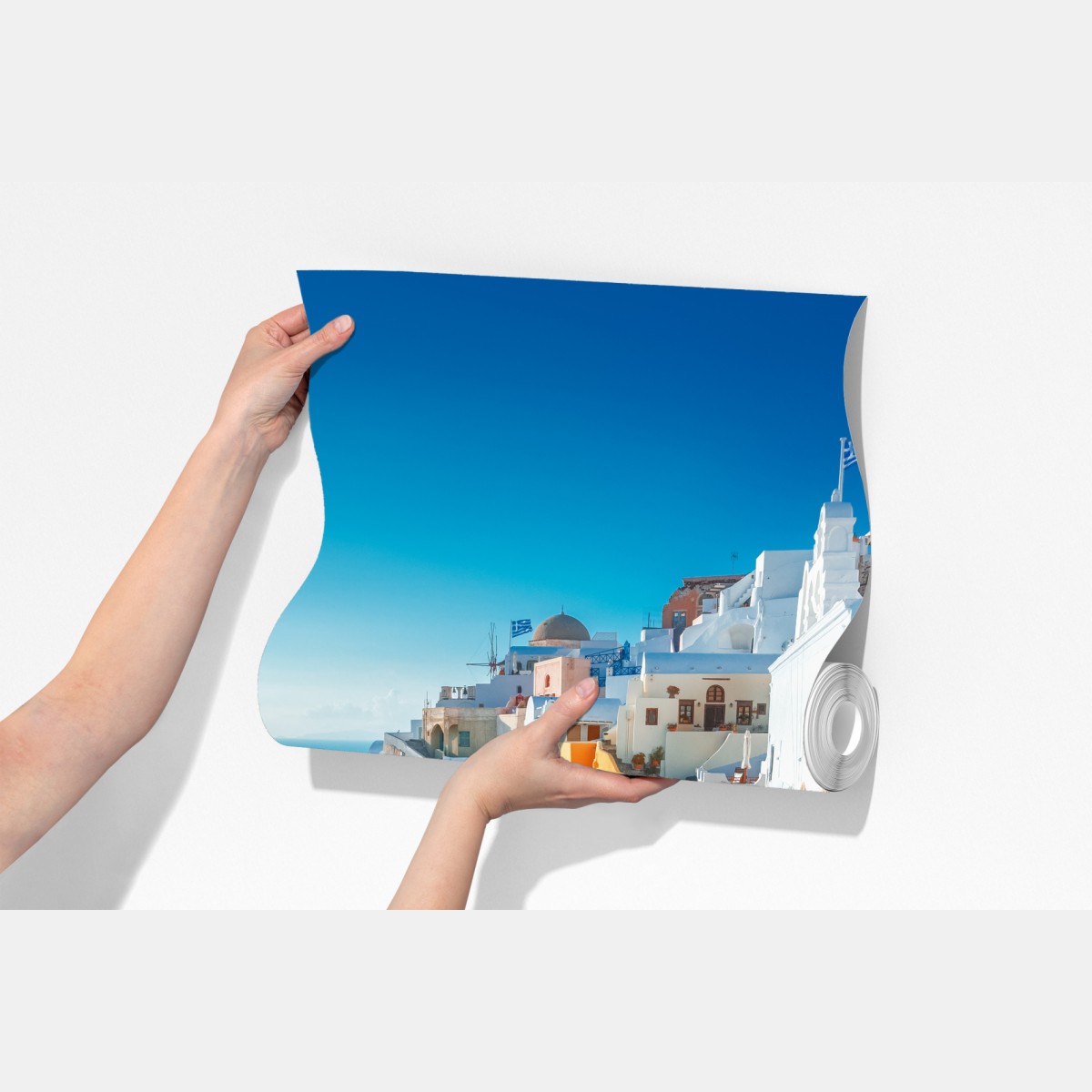 Fototapeta słoneczne Santorini na klifie – Wallissimo® Fototapeta słoneczne Santorini na klifie – Wallissimo®