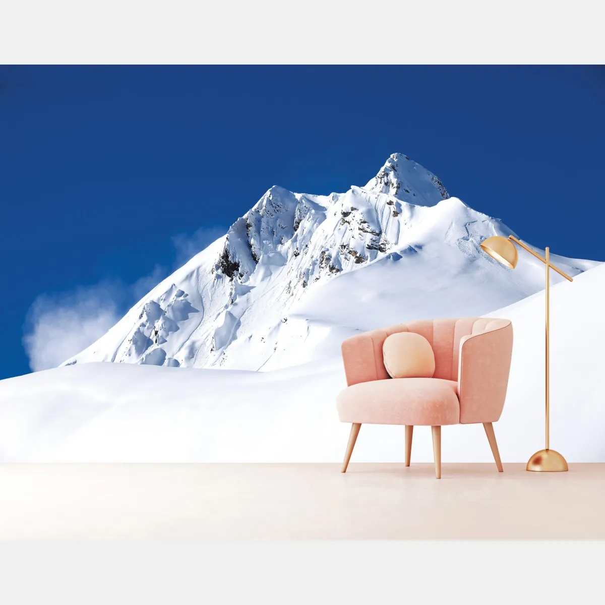 Fototapeta śnieżny alpejski szczyt pod głębokim błękitnym niebem – Wallissimo® Fototapeta śnieżny alpejski szczyt pod głębokim błękitnym niebem – Wallissimo®