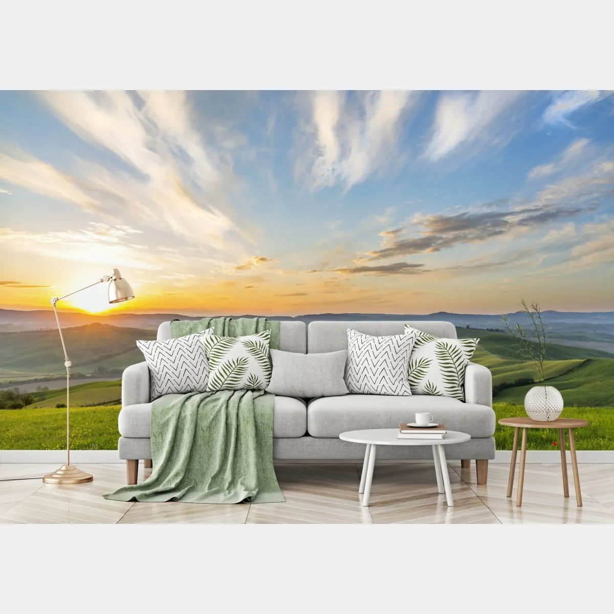 Fototapeta wschód słońca nad łąką we Włoszech – Wallissimo® Fototapeta wschód słońca nad łąką we Włoszech – Wallissimo®