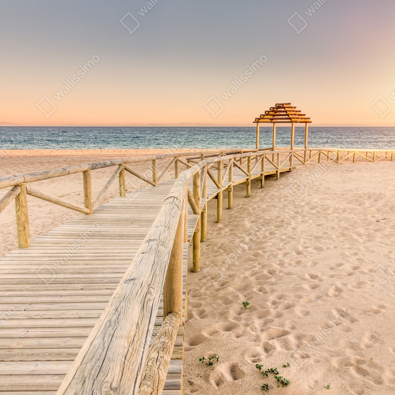 Fototapeta drewniany pomost na plaży Trafalgar o zachodzie słońca – Wallissimo® Fototapeta drewniany pomost na plaży Trafalgar o zachodzie słońca – Wallissimo®