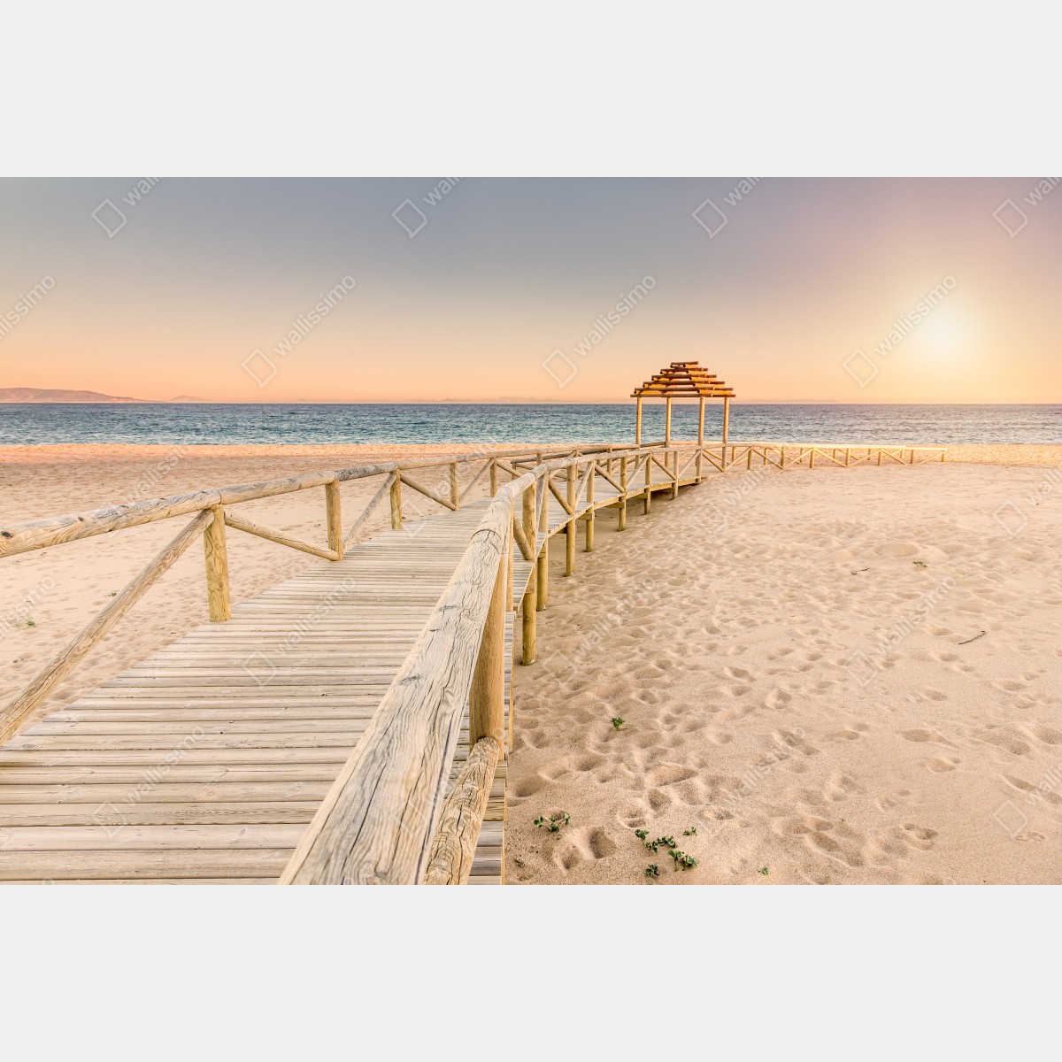 Fototapeta drewniany pomost na plaży Trafalgar o zachodzie słońca – Wallissimo® Fototapeta drewniany pomost na plaży Trafalgar o zachodzie słońca – Wallissimo®