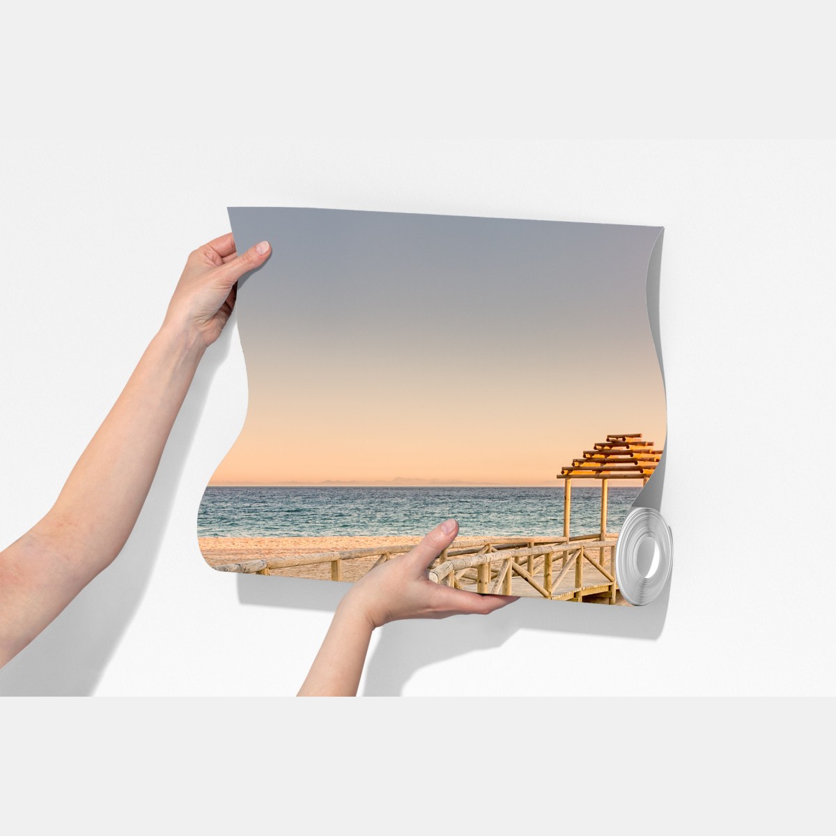 Fototapeta drewniany pomost na plaży Trafalgar o zachodzie słońca – Wallissimo® Fototapeta drewniany pomost na plaży Trafalgar o zachodzie słońca – Wallissimo®