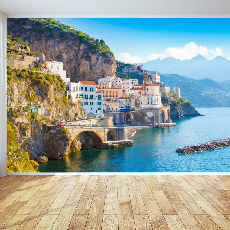 Fototapeta słoneczna wioska na klifie Wybrzeże Amalfi