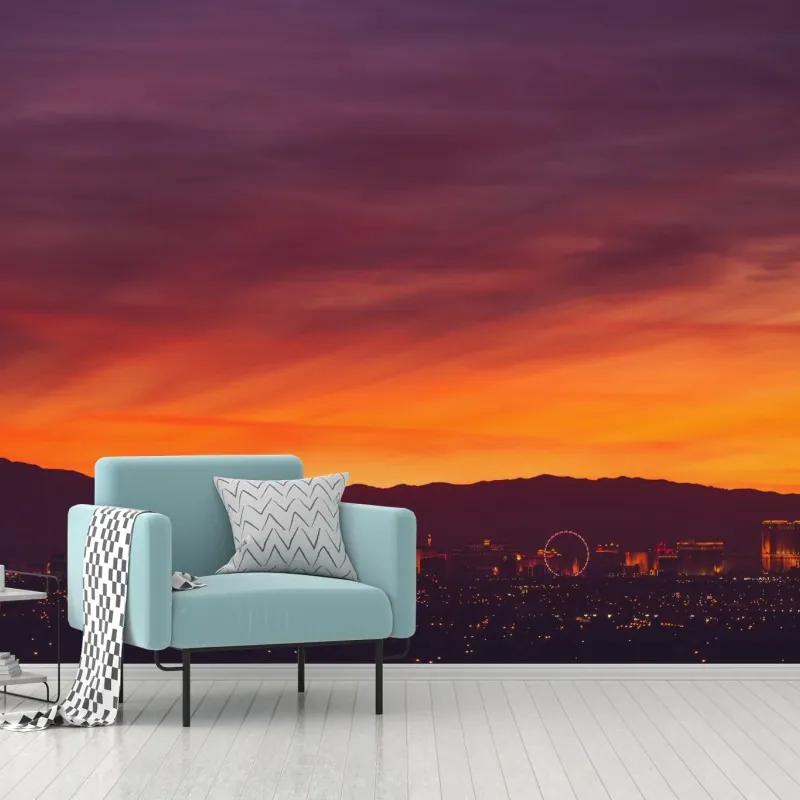 Fototapeta Las Vegas zachód słońca panorama miasta – Wallissimo® Fototapeta Las Vegas zachód słońca panorama miasta – Wallissimo®