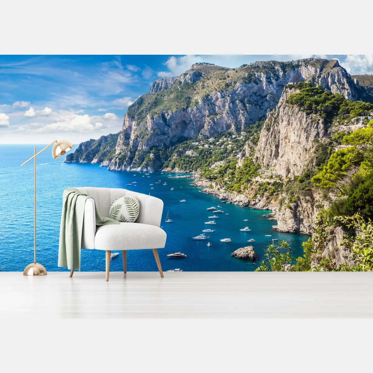 Fototapeta Capri letnie wybrzeże i klify – Wallissimo® Fototapeta Capri letnie wybrzeże i klify – Wallissimo®